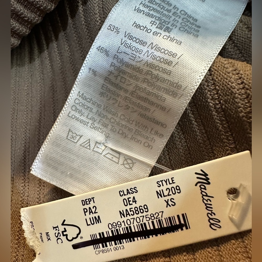 Madewell Ottoman Ribbed Crop Sweater Tee Brown XS - Picture 7 of 8